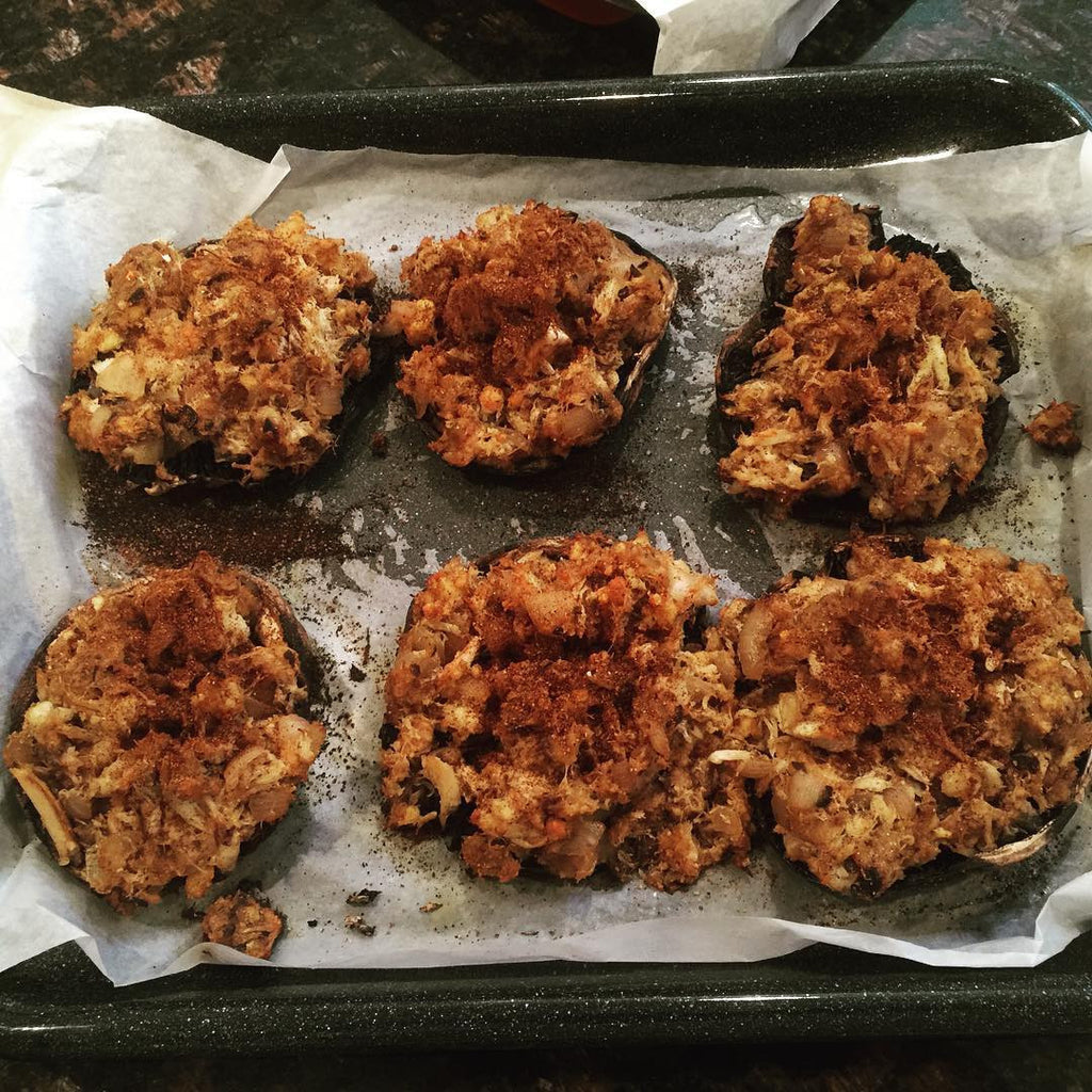 Crab & Cornbread Stuffed Mushrooms